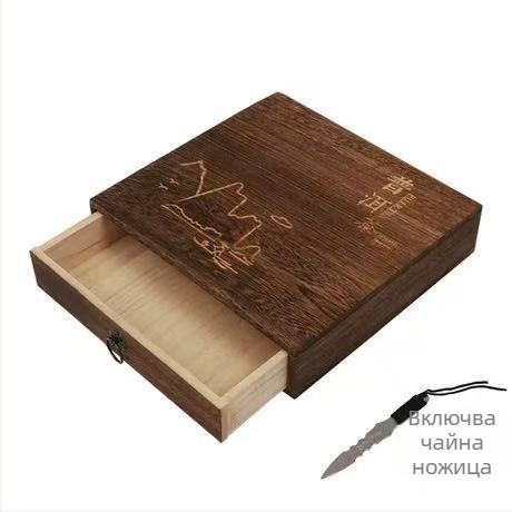 Дървена кутия за чай с издърпваща се многопластова тава за чай, 18 л капацитет, модел 121, комплект от 12 бр.