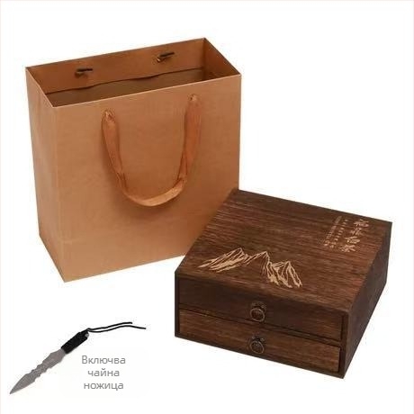 Дървена кутия за чай с издърпваща се многопластова тава за чай, 18 л капацитет, модел 121, комплект от 12 бр.