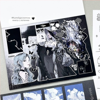 Книга със стикери за персонажи – DIY материал, хартия с покритие, печатна изработка, тъмна серия