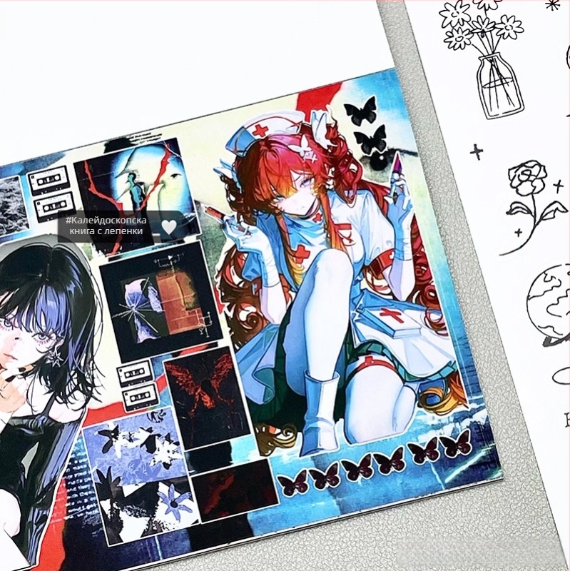 Книга със стикери за персонажи – DIY материал, хартия с покритие, печатна изработка, тъмна серия