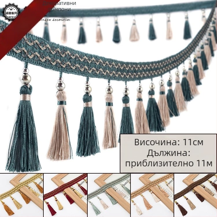 Дантелено пискюлно украса за завеси - Материал: основа от шестостенна мрежа + полиестерна нишка; За занаяти; Код на продукта: 1024947142; Марка: Друго