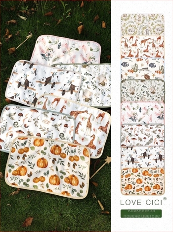 Бебешка възглавничка от марля с осем слоя и бамбуково-памучна материя, стил карикатура, подходяща за бебета и малки деца.