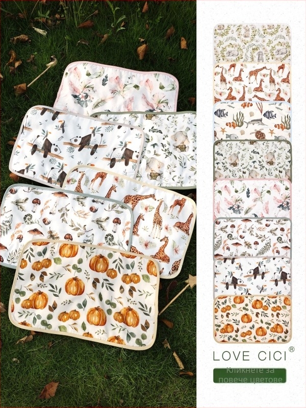 Бебешка възглавничка от марля с осем слоя и бамбуково-памучна материя, стил карикатура, подходяща за бебета и малки деца.