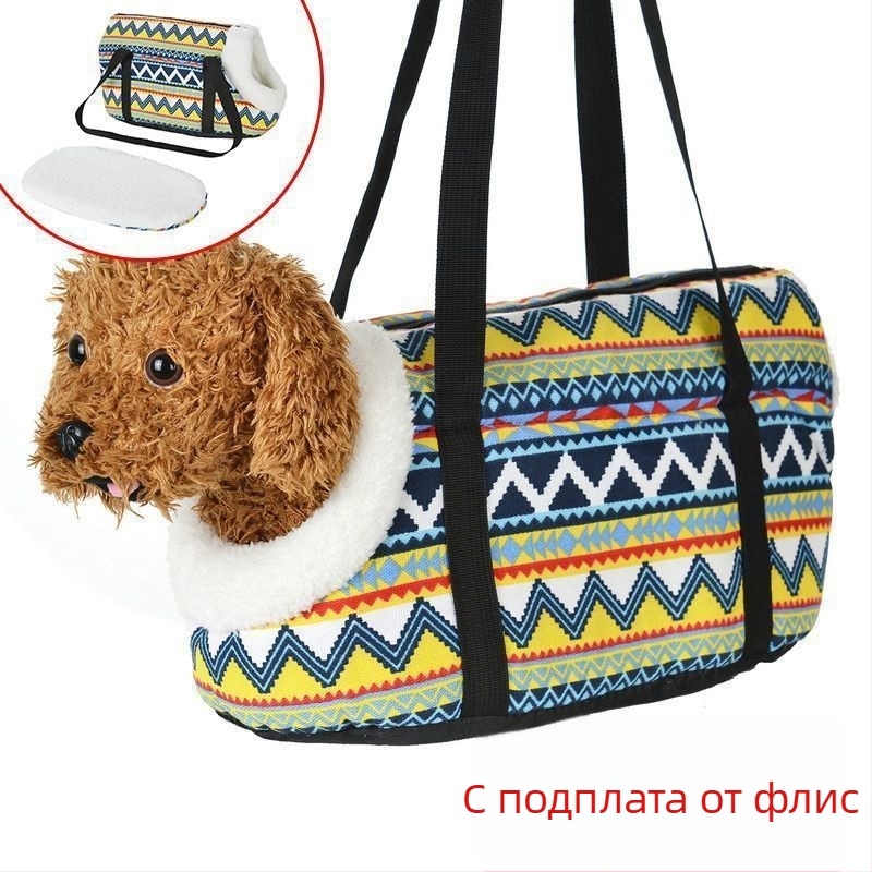 Чанта за домашни любимци с презрамка за кучета и котки, зимно топло подплатено с плюш, платнена материя