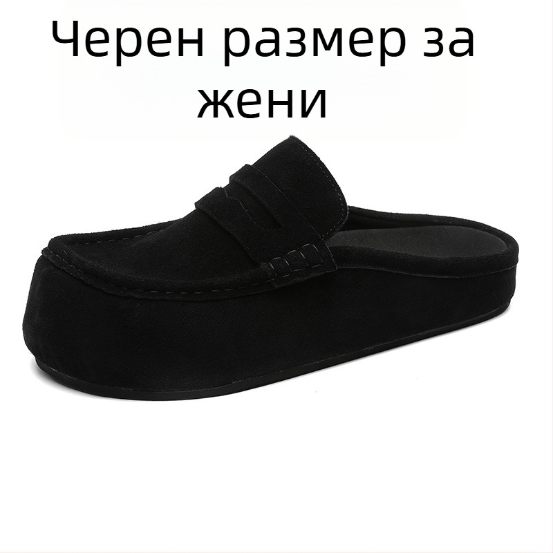 Мъжки обувки на платформи с дебела подметка за повишаване на височината, горна част от велур, гумена подметка, обувки без връзки, casual стил, модел 92286