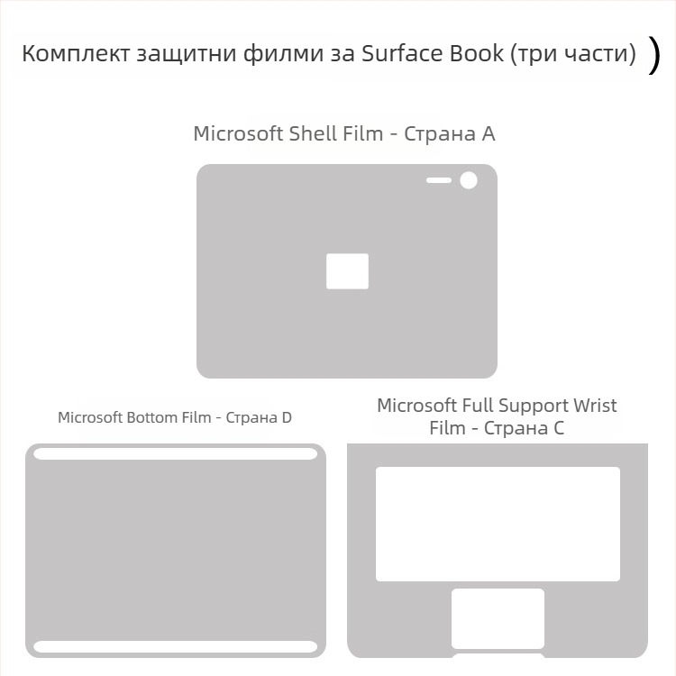 Защитна обвивка за корпус на Microsoft Surface Laptop 6/7 (Материал: PVC; Модел: Surface Laptop 6/7; Тип филм: shell film; Обработка: Machining; Свойства на филма: водоустойчив, против надраскване, против отпечатъци)