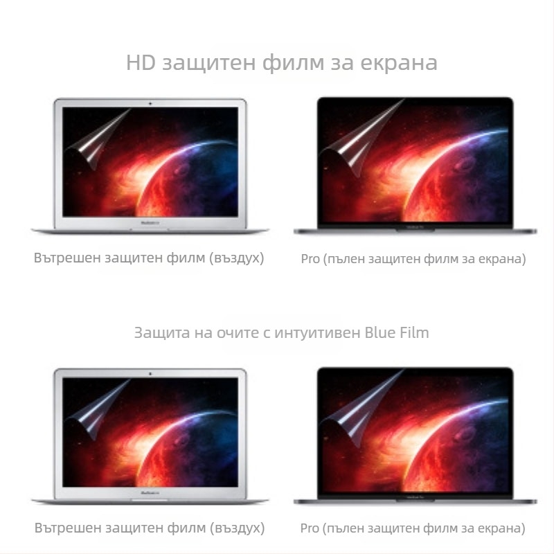 Екран протектор за MacBook Pro/Air — PET материал, HD филм, анти-синя светлина, против надраскване, модел 24