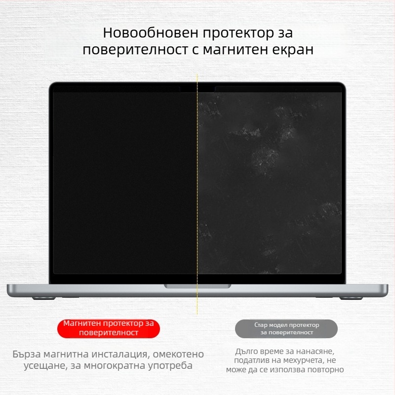 Антишпионско фолио за екран за MacBook Pro с магнитно закрепване и филтър за синя светлина