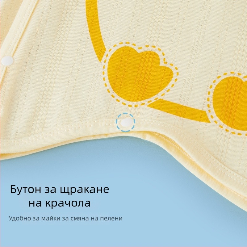 Детски памучен гащеризон за сън с животински карикатурен принт, дълъг ръкав, унисекс, за деца 1–3 години