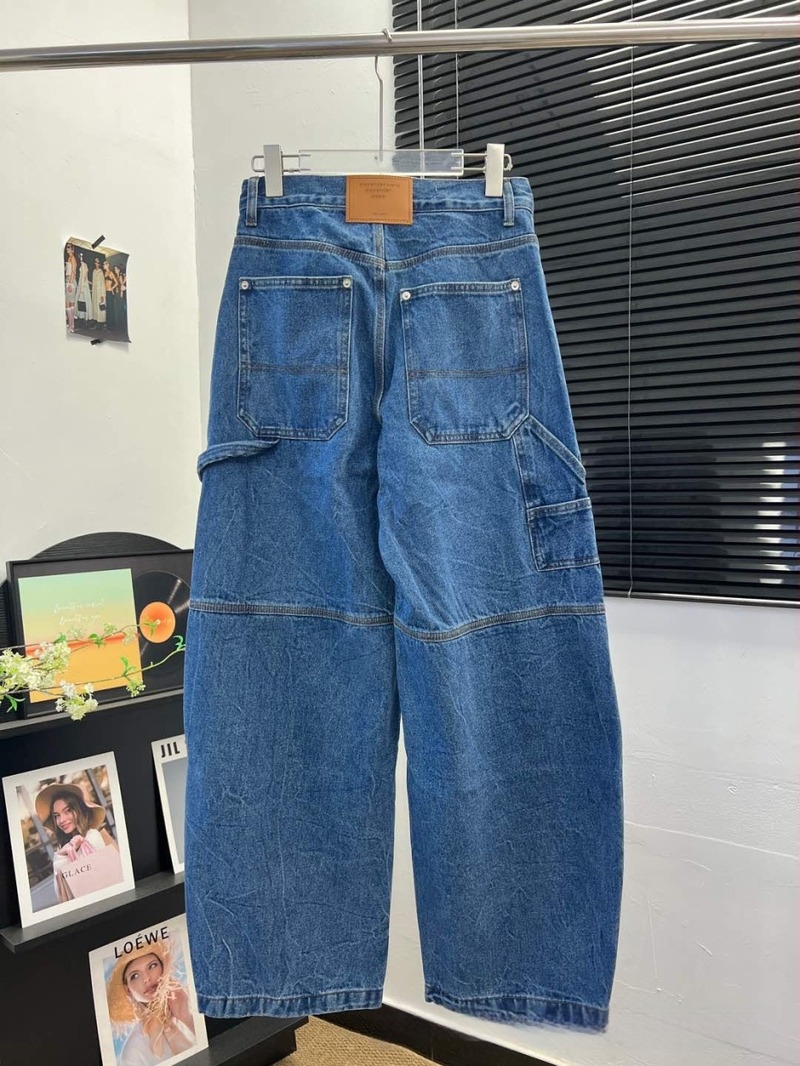 Дънени дамски панталони с висока талия, широки и дълги, деним памук 90–95%, висока еластичност