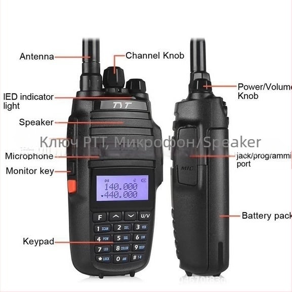 Walkie-Talkie TYT UV8000D | Двуканален диапазон, ръчно устройство за външни условия, Висока мощност, 258 канала, 3600mAh батерия