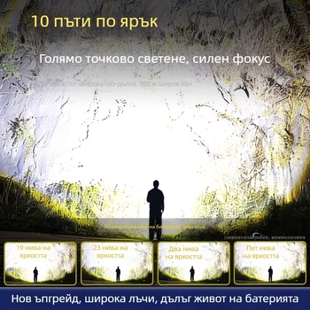 Ръчно LED фенер с ултраярна светлина, презареждаем за употреба на открито, дълъг обсег на лъчение, модел AS-328