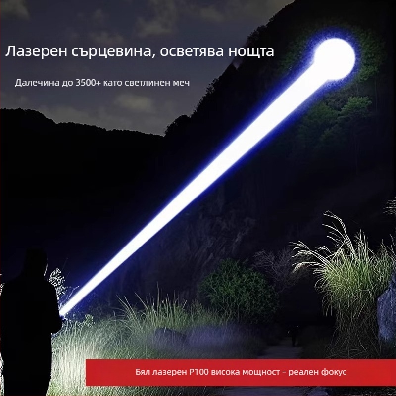 Ръчно LED фенер с ултраярна светлина, презареждаем за употреба на открито, дълъг обсег на лъчение, модел AS-328