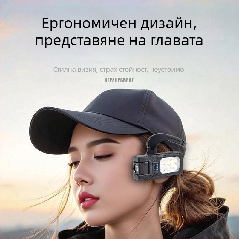 LED челна лампа със сензор, презареждаща се, 1500 mAh батерия, обхват на лъча 100-200 м, ABS корпус