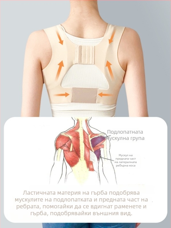 Коректор за стойка на раменете - неортопедичен, невидима опора за гръб, за възрастни жени, материал: найлон и спандекс, йога/фитнес