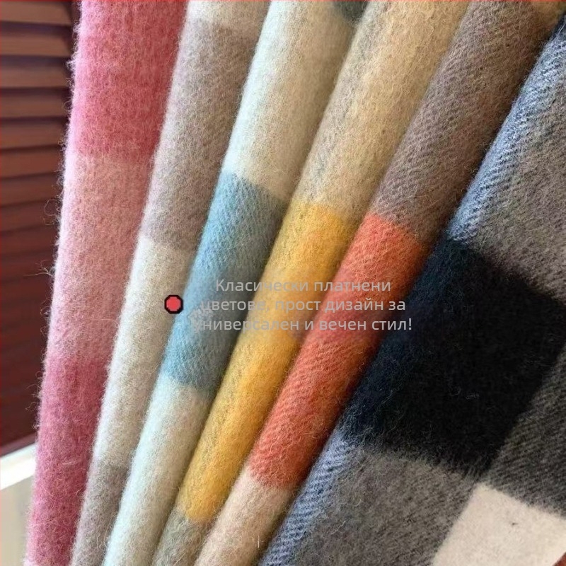 Вълнен квадратен шал - права плетка, топъл, 81-95% вълна, Зима 2024