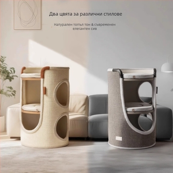 Hoopet котешка катерачна рамка — компактно гнездо за малки котки, двуетажна конструкция, от сизал