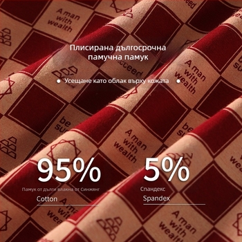 Мъжки памучни боксерки, дишащи, със средна талия, райета/каре модел, зодия 2025 година