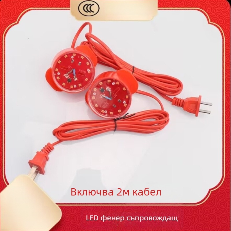 Фенер – двойка, флокинг плат, кръгла форма, етнически стил, ръчна изработка