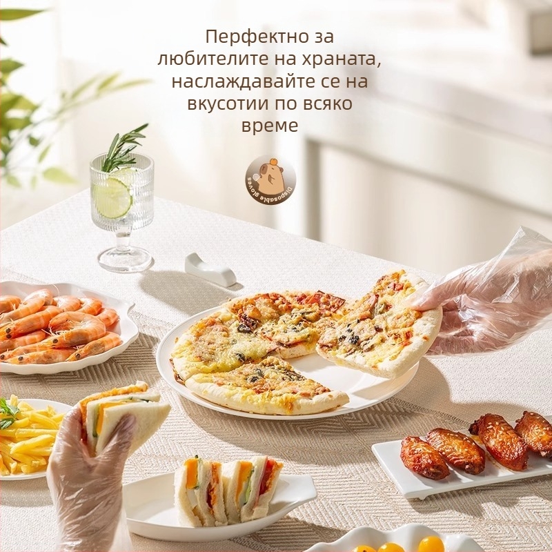 Детски еднократни ръкавици, хранителен клас, индивидуално опаковани, PE удебелени, прозрачно, против хлъзгане, за пикник и къмпинг
