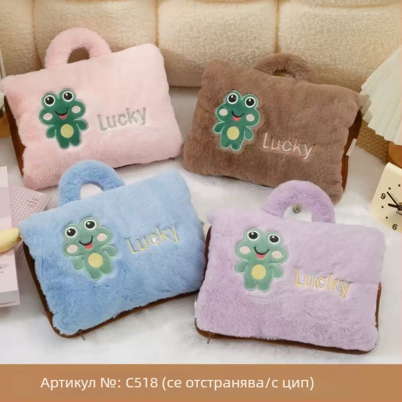 Зарядваща се бутилка за гореща вода с карикатурен дизайн и експлозийно-устойчив електрически нагревател, пухена чанта за затопляне на ръцете с цип, сваляща се и миеща се; модел Double Hands, 220V, 500W, Режим на нагряване: Зареждане, Corduroy, Jiabeibei