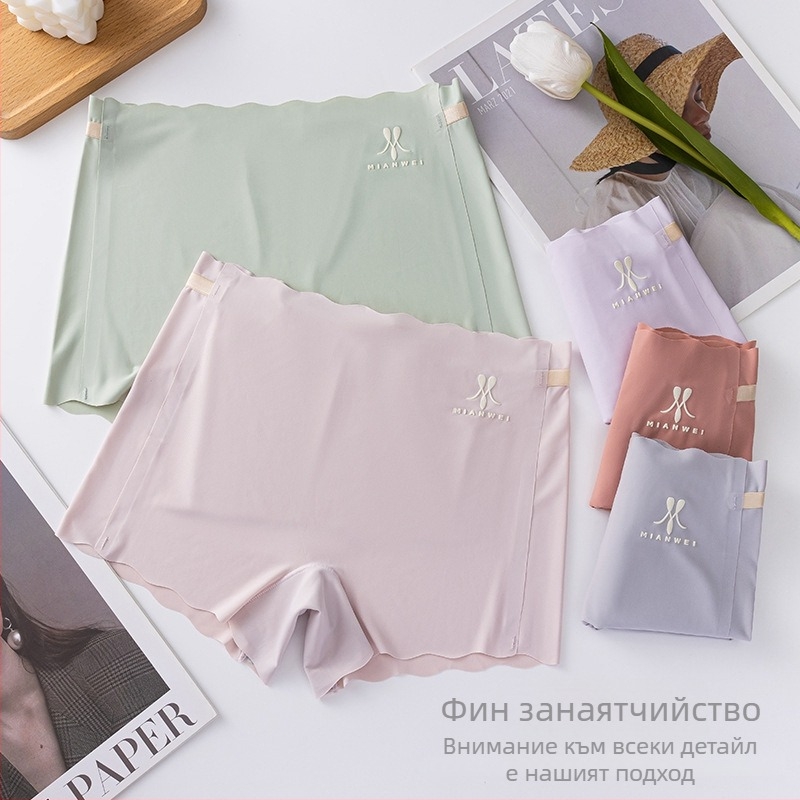 Женски безопасни боксерки от ice-silk плат, висока талия, 88% найлон, памучна подплата в чатала