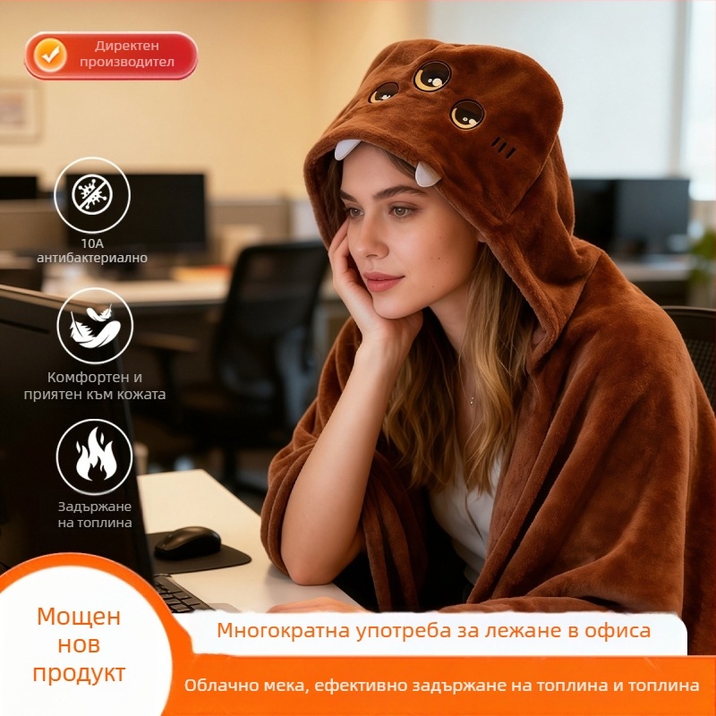 Одеяло с качулка Xiaozhi Benjia - полиестер, 400 г, персонализирано, карикатурен стил