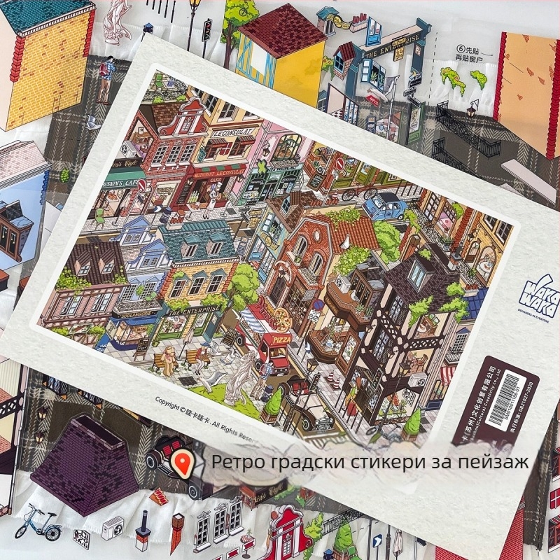 Paper Bubble Diorama сцена стикер – PET материал, Нов китайски стил, Печат, DM010011107