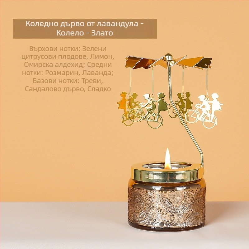 Завъртащ се фенер за свещи с цилиндрична форма, ароматна свещ от соев восък, ръчна изработка