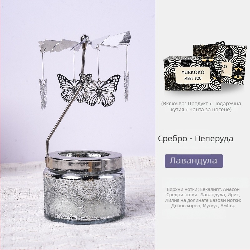 Завъртащ се фенер за свещи с цилиндрична форма, ароматна свещ от соев восък, ръчна изработка