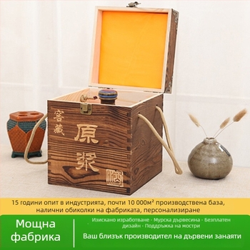 Дървена кутия за вино за две бутилки, гравирана, естествена дървесина, персонализирана облицовка, модел JXQ509