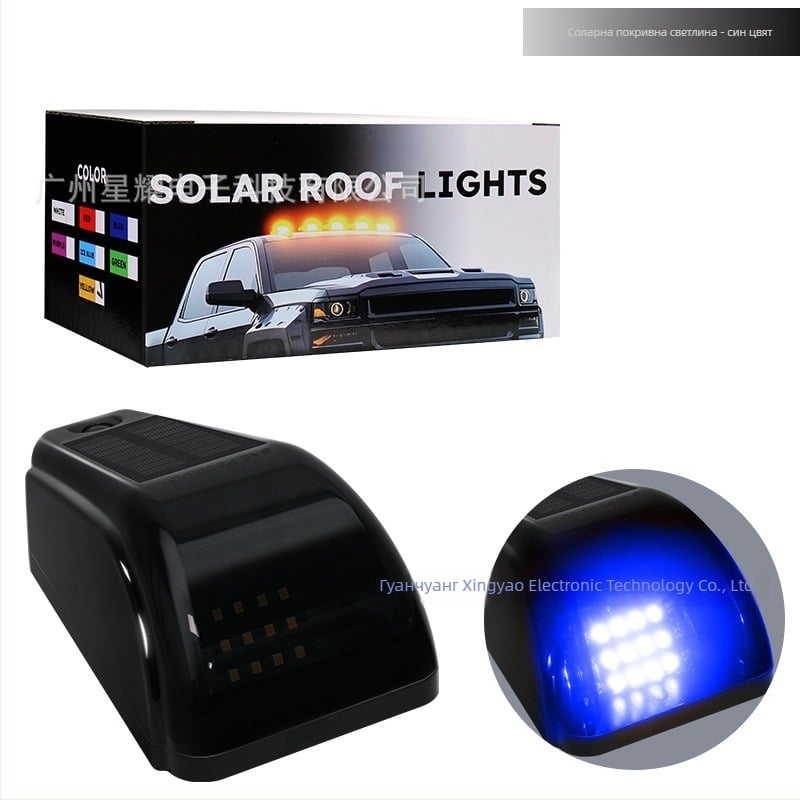 Соларна кабинна маркер светлина за покрив – 12 LED, 5W, 12V, 500 lm, ABS