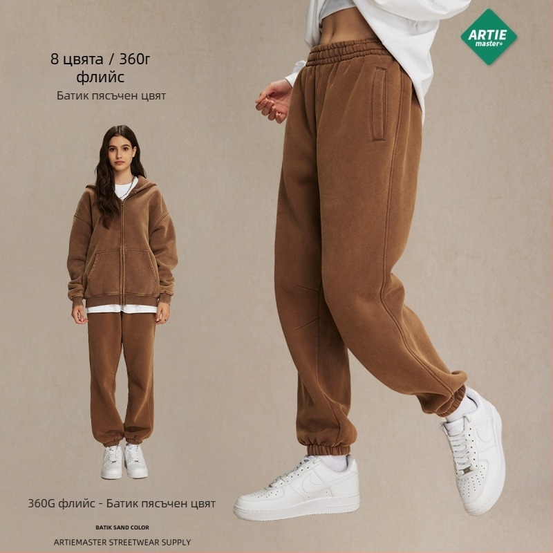 ArtieMaster мъжки спортни панталони с батик, подплатени с флийс, свободен силует, средна талия, памук 52%, 360 g, зима 2023