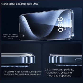 Закален стъклен протектор за екран за iPhone — HD пълно покритие, удароустойчив и прахоустойчив, антиотпечатък, самовъзстановяване, съвместим с iPhone 12/13/14/11 Pro Max