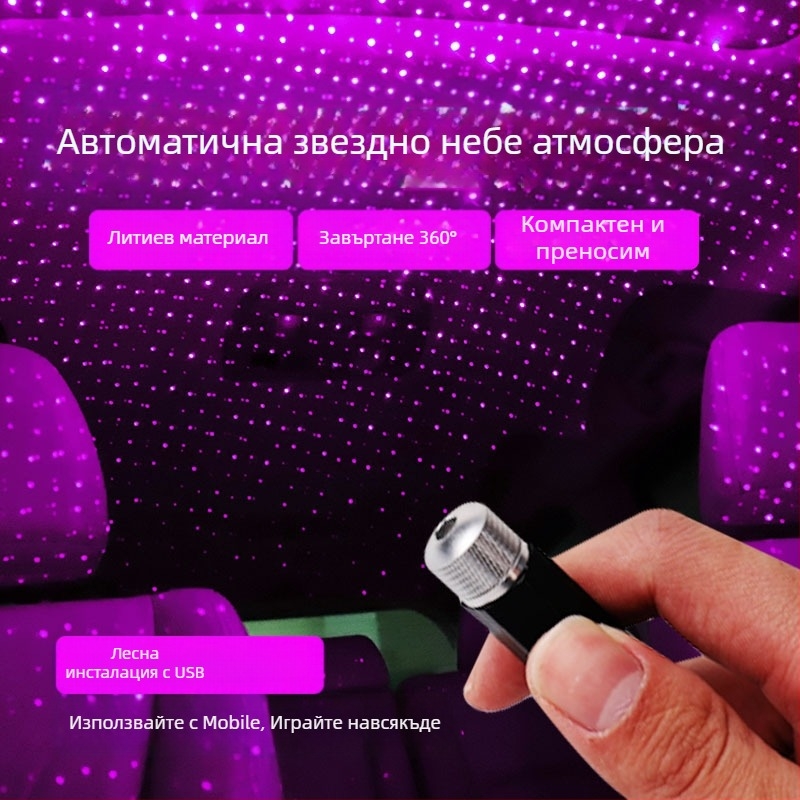 Автомобилен звездно небе LED лазерен интериорен проектор, модел XKD-11, USB захранване, материал: алуминиев сплав + ABS