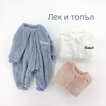 Детски цял гащеризон за спане от Corduroy, дебел зимен модел, за новородени до 1 година, безопасност клас B, издаден пролет 2025