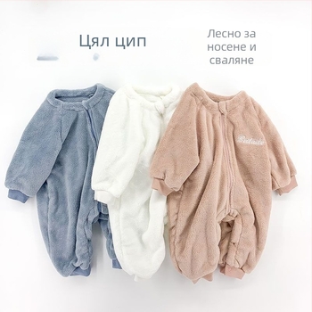 Детски цял гащеризон за спане от Corduroy, дебел зимен модел, за новородени до 1 година, безопасност клас B, издаден пролет 2025