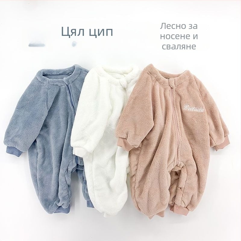 Детски цял гащеризон за спане от Corduroy, дебел зимен модел, за новородени до 1 година, безопасност клас B, издаден пролет 2025