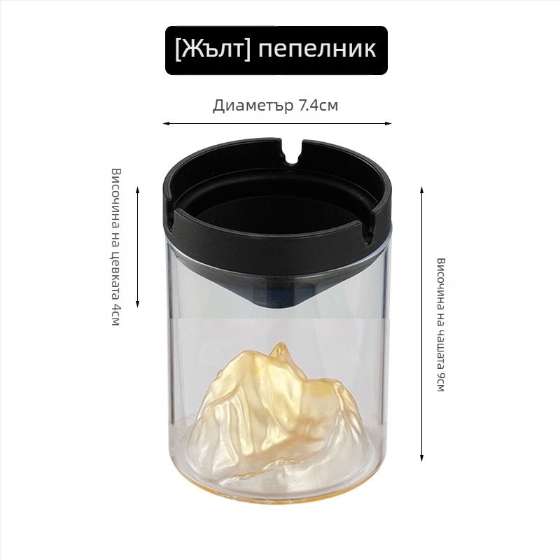 Пепелник от боросиликатно стъкло с капак – ветроустойчив за дома, офиса и кафето, многоразов