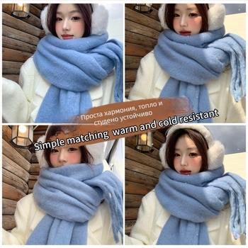 женски шал от warp-knit плетиво, топъл, зимен аксесоар, прост стил