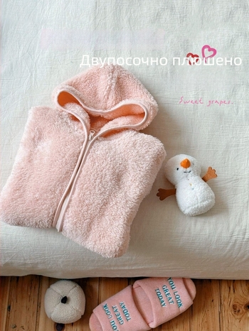 Детски плюшен гащеризон за спане с качулка – двустранен, обратим, унисекс, зимен дълъг дизайн, 100% полиестер
