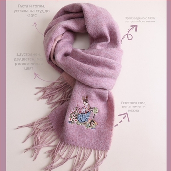 Шал от 100% австралийска вълна с пискюли, зимна топлина, британски ретро стил