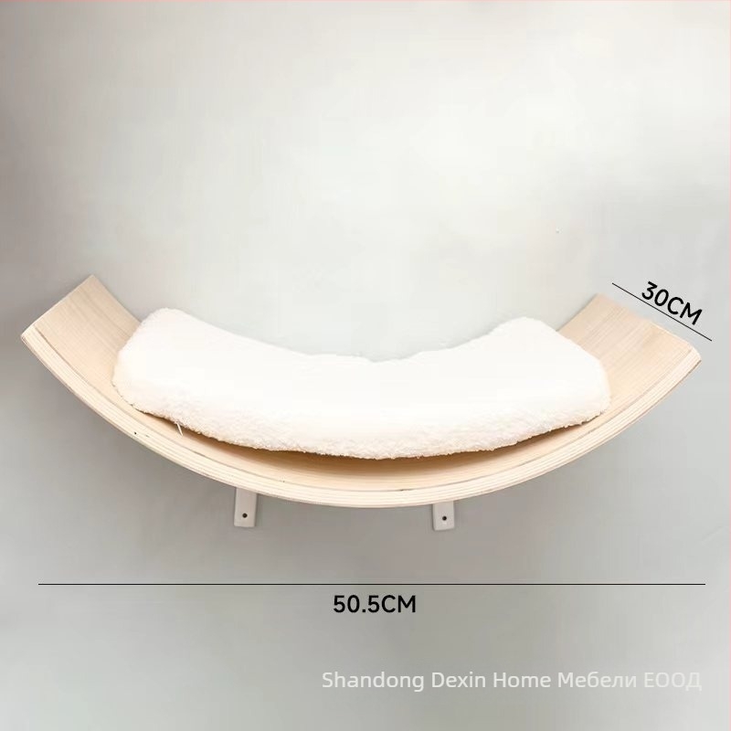 Aventurine Стенна дървена котешка катерачна конструкция с платформа за скачане, изкачваща колона, компактна форма и вградена лежанка и дъска за драскане