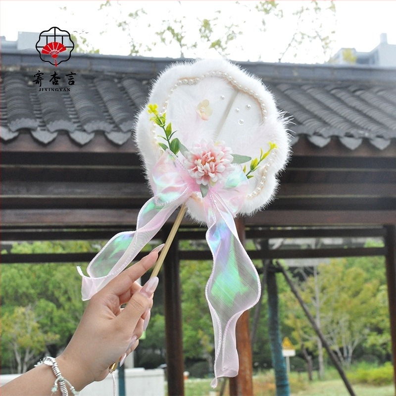 Ръчен фен, китайски стил, ръчна изработка, пластмасова рамка