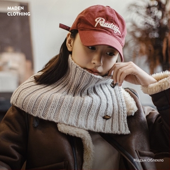 Madden плетен шал за врата с изкуствена висока яка, топъл и стилен, 100% акрил, за жени, зимен стил