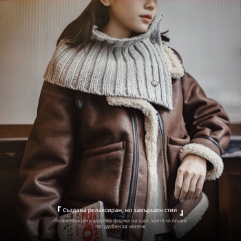 Madden плетен шал за врата с изкуствена висока яка, топъл и стилен, 100% акрил, за жени, зимен стил