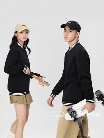 Бейзболно яке с цип, райета, японски ретро стил, свободна кройка, памучен велур 400 г