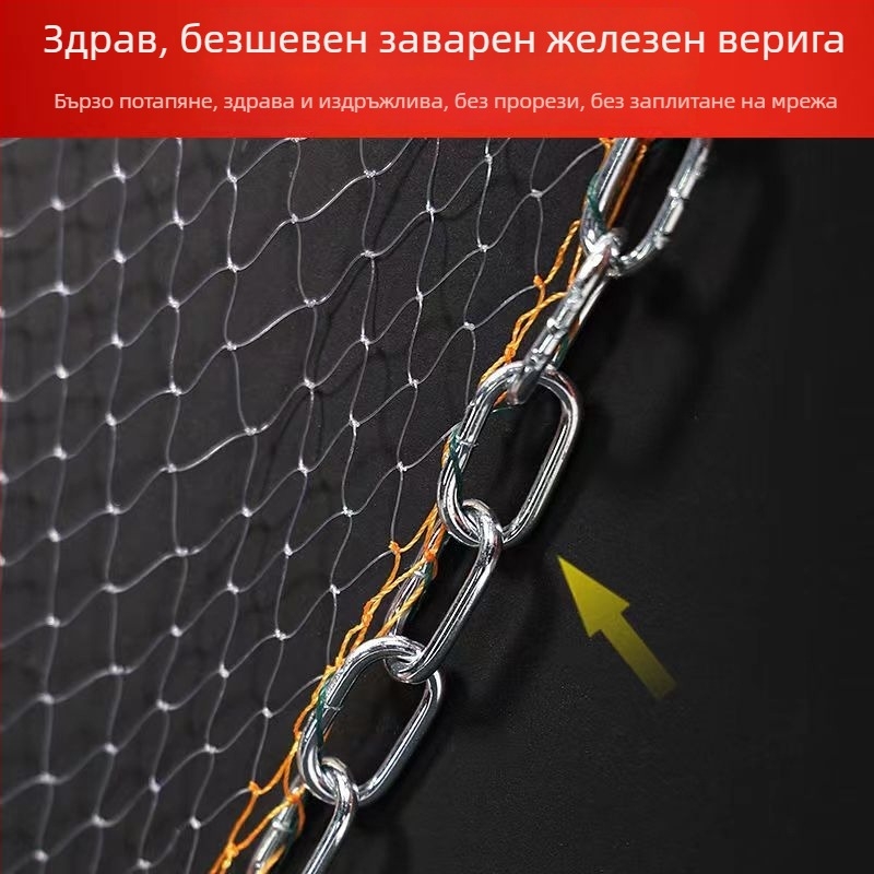 Ръчно хвърляна риболовна мрежа във фризби стил, верижна замятна мрежа, полиеилен-найлон