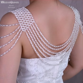 Елегантна ръчно плетена перлена тяло-верига с кристали, аксесоар за рокля VG99