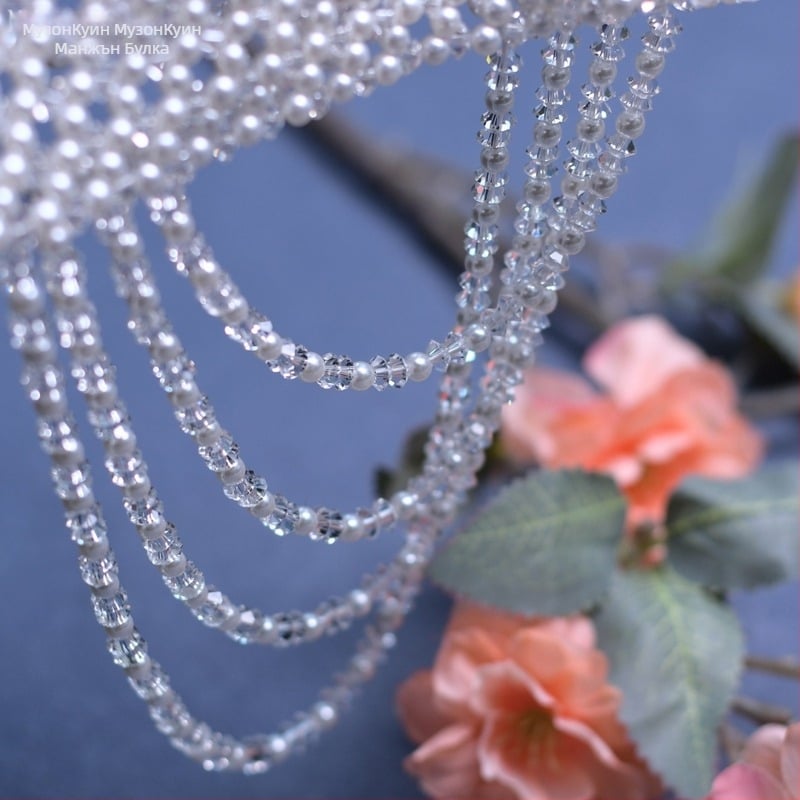 Елегантна ръчно плетена перлена тяло-верига с кристали, аксесоар за рокля VG99